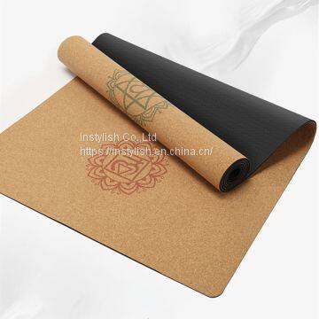 Portable lightweight natural cork nonslip yoga mats tpe base yoga mat, eco-friendly and biodegrable