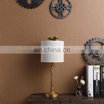 China wholesale cheap custom vintage resin gold nightstand lights for bedroom