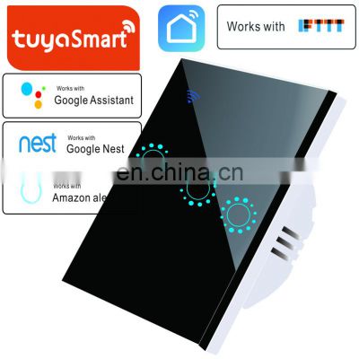 European Standard Smart life 3 gang 1 Way Home Wireless WiFi Wall Light Touch Switch
