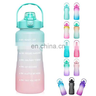BPA Free Custom Logo Personalized Pink Children Unique Drinking Equipped Gallon Glass Plastic Water Bottles With Time Marker