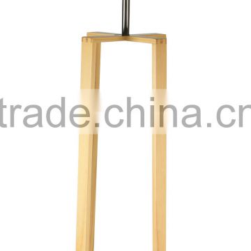 Wooden Floor Lamp, Natural wood base, fabric lampshade, criss cross style