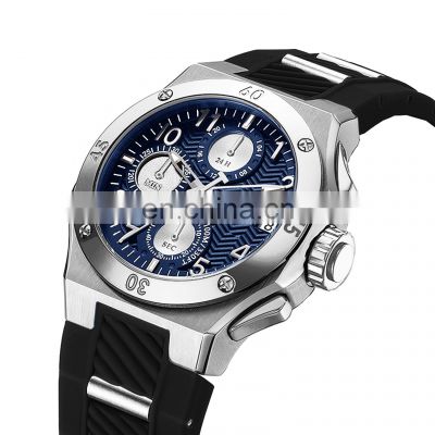 New Arrival Classic Sport Silicon Band Watch Quartz  Chronograph Waterproof Watch Custom Logo Dial Mens Luxury Watch