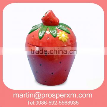 Ceramic strawberry canister fruit shape
