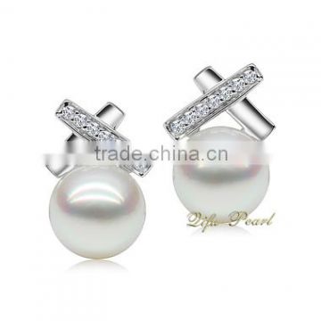 2015 latest design of pearl earrings in 925silver