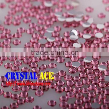 Rose color resin crystal rhinestones cold fix beads, mirror back resin diamond stones for jewellery making
