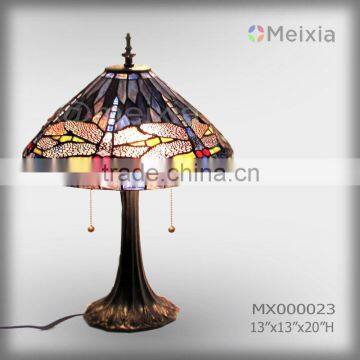 MX000023 wholesale stained glass dragonfly table lamp shade imitation tiffany lamps