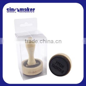 Hotsell Pattern Engraving Natural Wood Seal Stamper Column Shaped Stamp