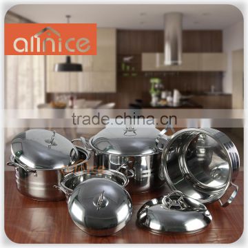 Kitchens appliances 4pcs set stainless cookware wide-brimmed cook pot with ss cover