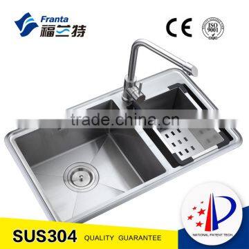 2016 new design double bowl steel handmade sink