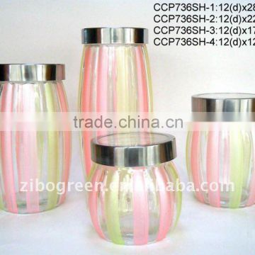 Hand-paited glass jar with s/s window lid (CCP736SH)