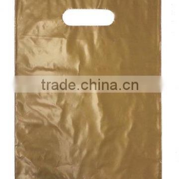 wholesale dcb-58 9 x 12 Gold Die Cut Handle Plastic Shopping Bags