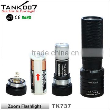 led flashlight torch with focus zoom function TANK007 TK737