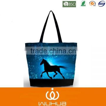 blue horse printing canvas cotton shopping bag