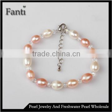 Multi-color rice freshwater pearl bracelet/river pearl bracelet