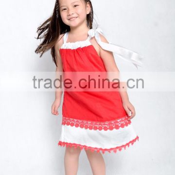 Girls Color Linen Dress Children