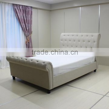 Modern Style Scrolled Feature Fabric Double Bed