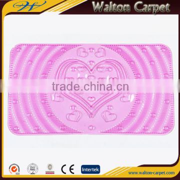 Eco-friendly pink semitransparent heart pattern oval pvc bath mat