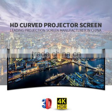 Fixed glass wall mounted projector screen / frame curved projection screen with soft matte white screens