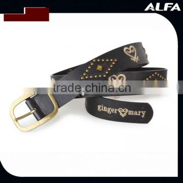 Fashion Embroidery Belt With Metal Studs