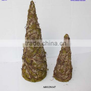 natural rattan christmas cone tree