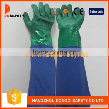 Blue Green Long Sleeve Househould Latex PVC Safety Working Gloves