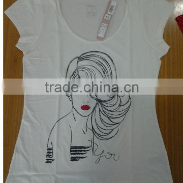 ladies combed cotton short sleeve printed t-shirt