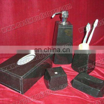 stone toothbrush holder sets made of black marble