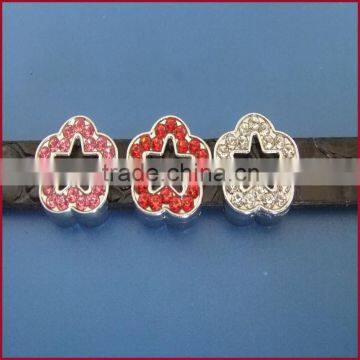 Zinc Alloy Rhinestone Plum Flower 10mm Slide Charms with full diamonds