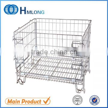Folding wire mesh steel warehouse storage cage