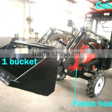 35HP mini tractor with front loader 4in1 bucket and shovel,4cylinders,8F+2R shift,with Cabin,heater,fan,fork,blade