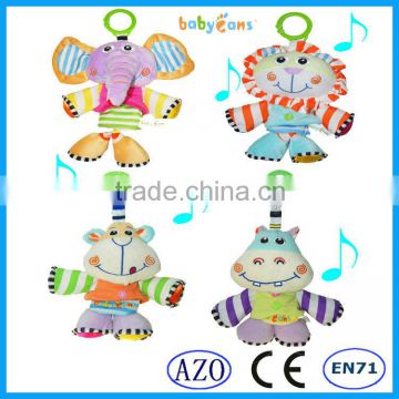 Babyfans 2015 Promotion Gift Plush Toys Good Quality Baby Musical Hanging Toys Soft Toys