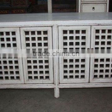 Chinese antique white solid wood kitchen cabinet