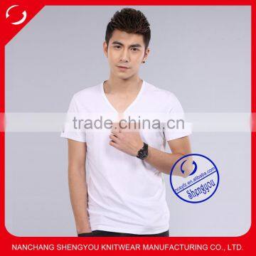 custom 2015 100 cotton mens v-neck t shirt wholesale china