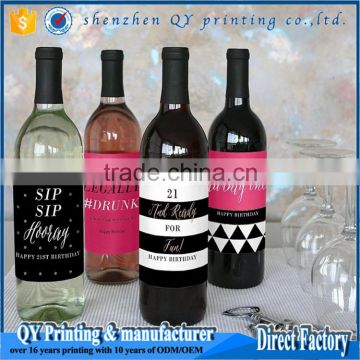 Cmyk maker permanent fancy glass bottle stickers, self adhesive rectangle print custom champagne labels