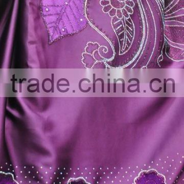 CL6303-7 new design high quality Silk material with velvet stone embroidreied 5 yard one piece for making new design dress