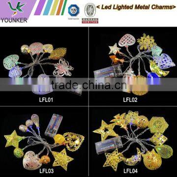 Led Lighted Multicolor and Shapes Decorative Metal Charms