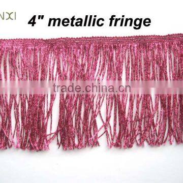 4" Stretch Metallic Fringe Cut For Swimwear (Fuschia)