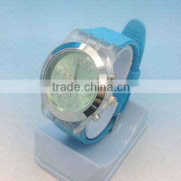 New design clear plastic case silicone rubber wristband watch