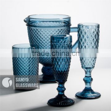 SAMYO handmade multipurpose pressed glass pattern with bule color