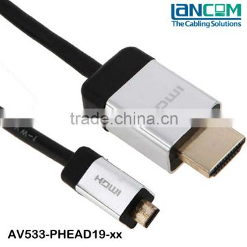 New Design Micro HDMI Cable 34AWG With Metal Cover 1080P/4K/3D