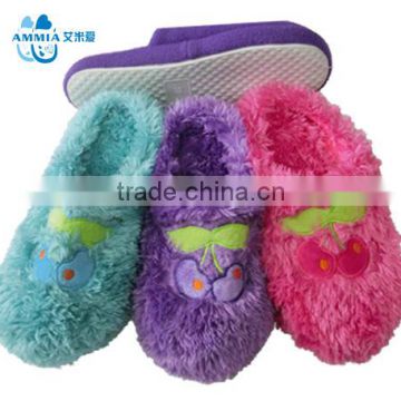 Lady winter warm long fur soft home slippers