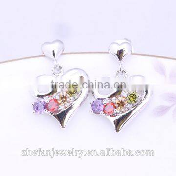 High quality alloy fashion brilliant heart shape stud earrings