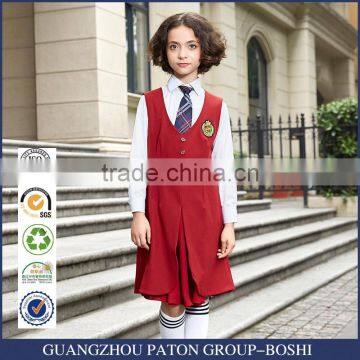 School Uniform Factory Wholesale Red School Pinafore Dress