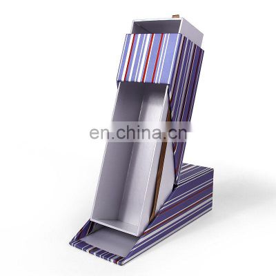 2020 unique striped empty packaging box display stand pull out vaccum large bottle box innovative packaging