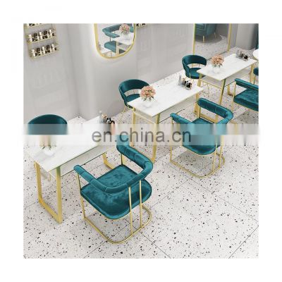 Beauty Nail Shop Marble Manicure Table And Chair Set Light Luxury Postmodern Single Double Iron Manicure Table