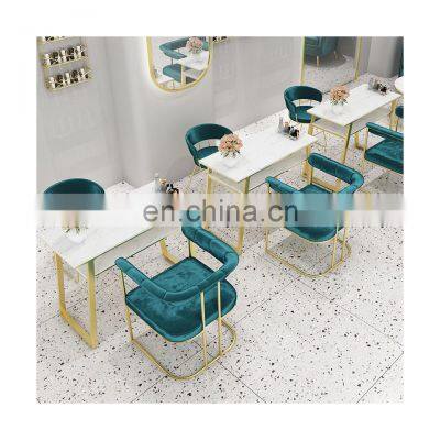 Beauty Nail Shop Marble Manicure Table And Chair Set Light Luxury Postmodern Single Double Iron Manicure Table