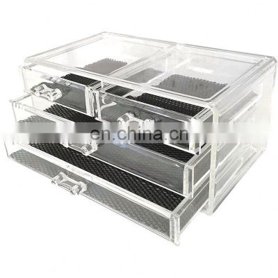 Large fancy acrylic desktop storage box acrylic jewelry makeup storage organizer stackable cosmetic organizer 4 drawers with lid