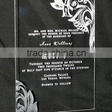 High Transparent custom acrylic/lucite transparent wedding invitation