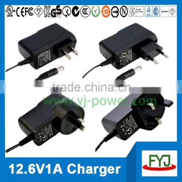 lithium ion battery charger 12.6v 1a for 3S lithium ion battery pack 11.1v YJP-126100