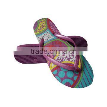 rubber flip flop with purple sole